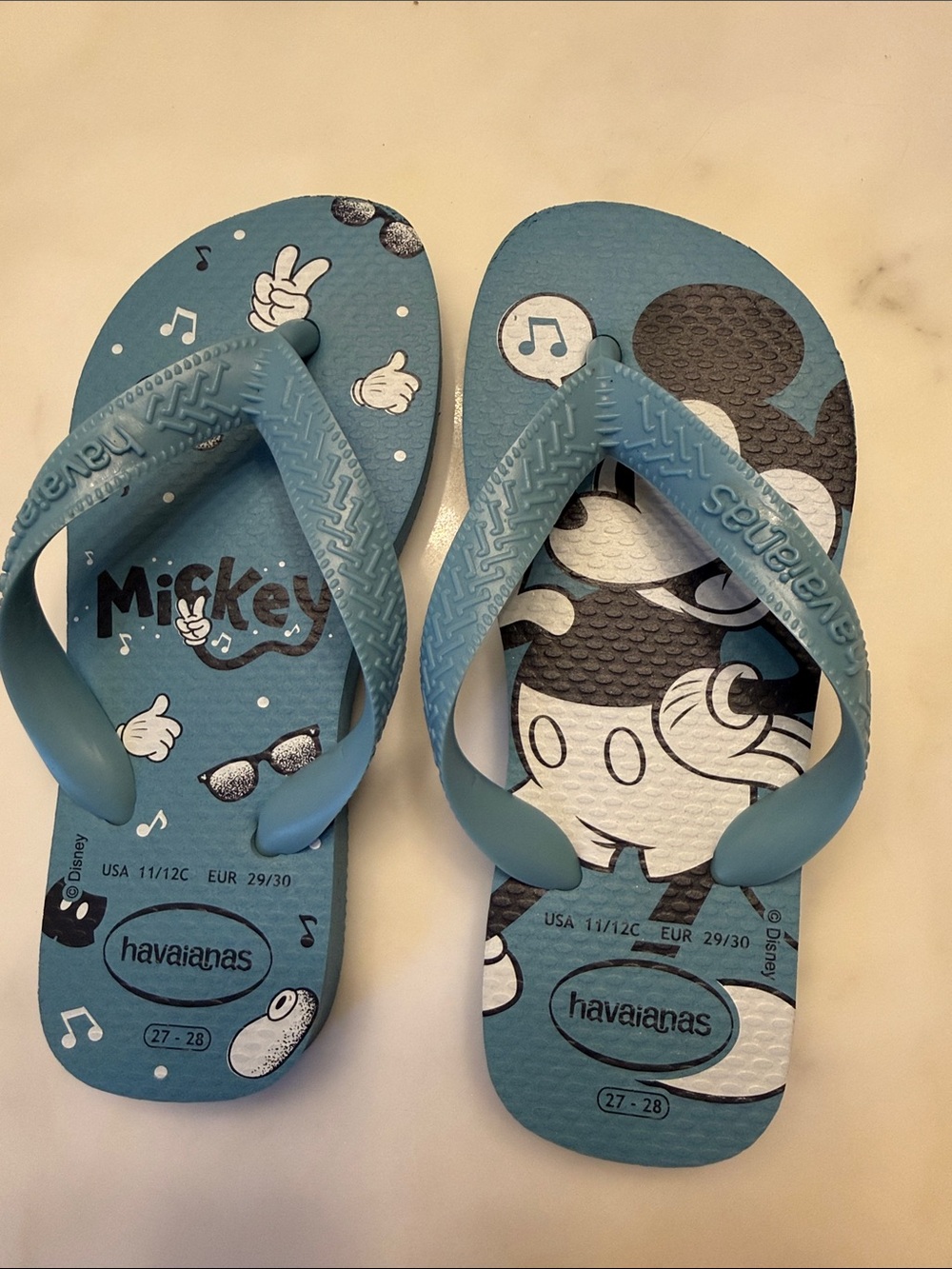 Havaianas Kids Light Blue Mickey Mouse Flip Flops sz11/12